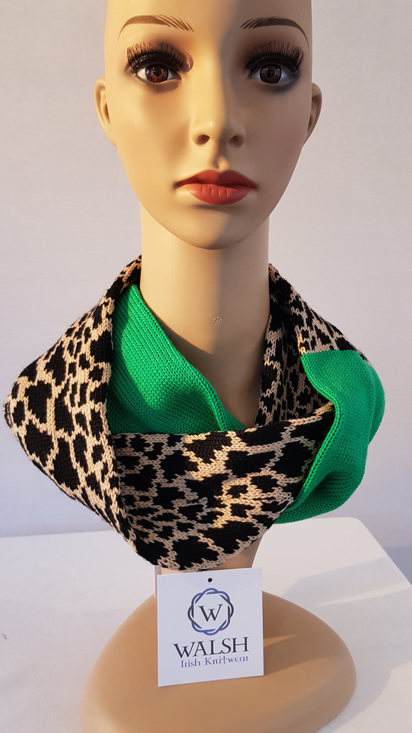 Leopard Print Infinity Scarf - Emerald
