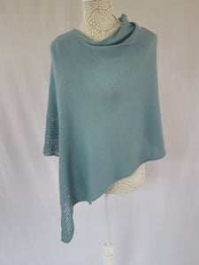 Carrick-a-Rede Lace edge poncho - Blueberry